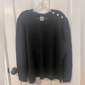Anne Klein Black Sweater with Gold Button Details